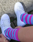 Pink and Blue Striped Bamboo Socks