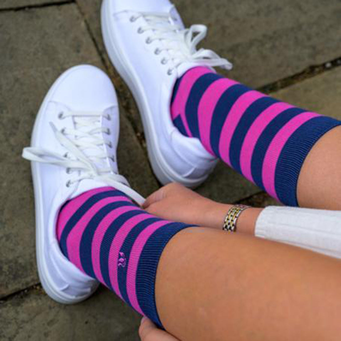 Pink Stripe Matching Bamboo Socks (Adult &amp; Child)