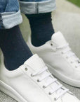 Spotted Navy Bamboo Socks (Comfort Cuff)