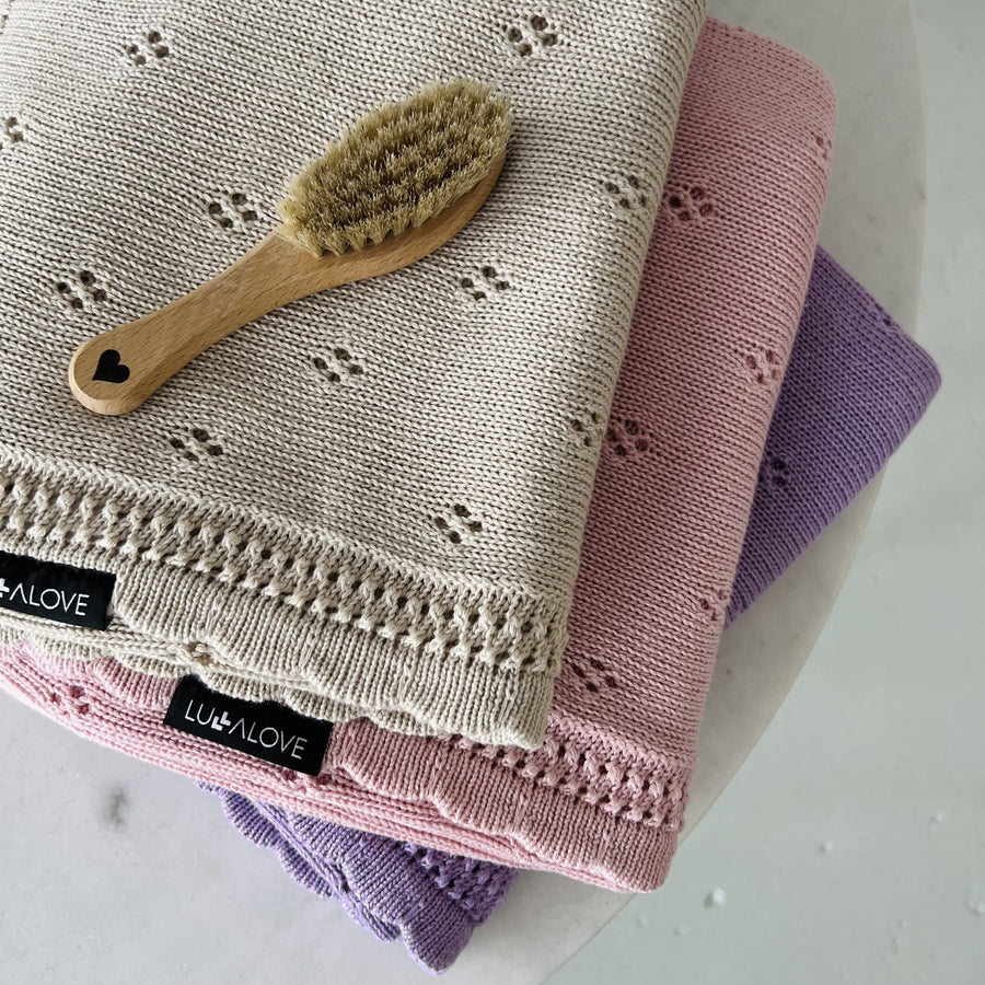 Soft cellular bamboo baby blanket - Lavender - Daisy