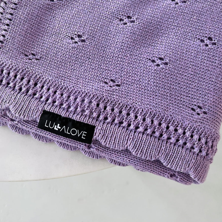 Soft cellular bamboo baby blanket - Lavender - Daisy