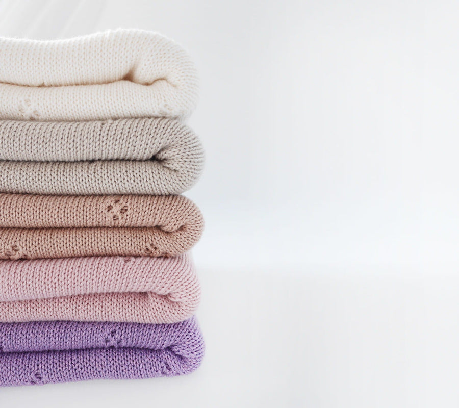 Soft cellular bamboo baby blanket - Lavender - Daisy