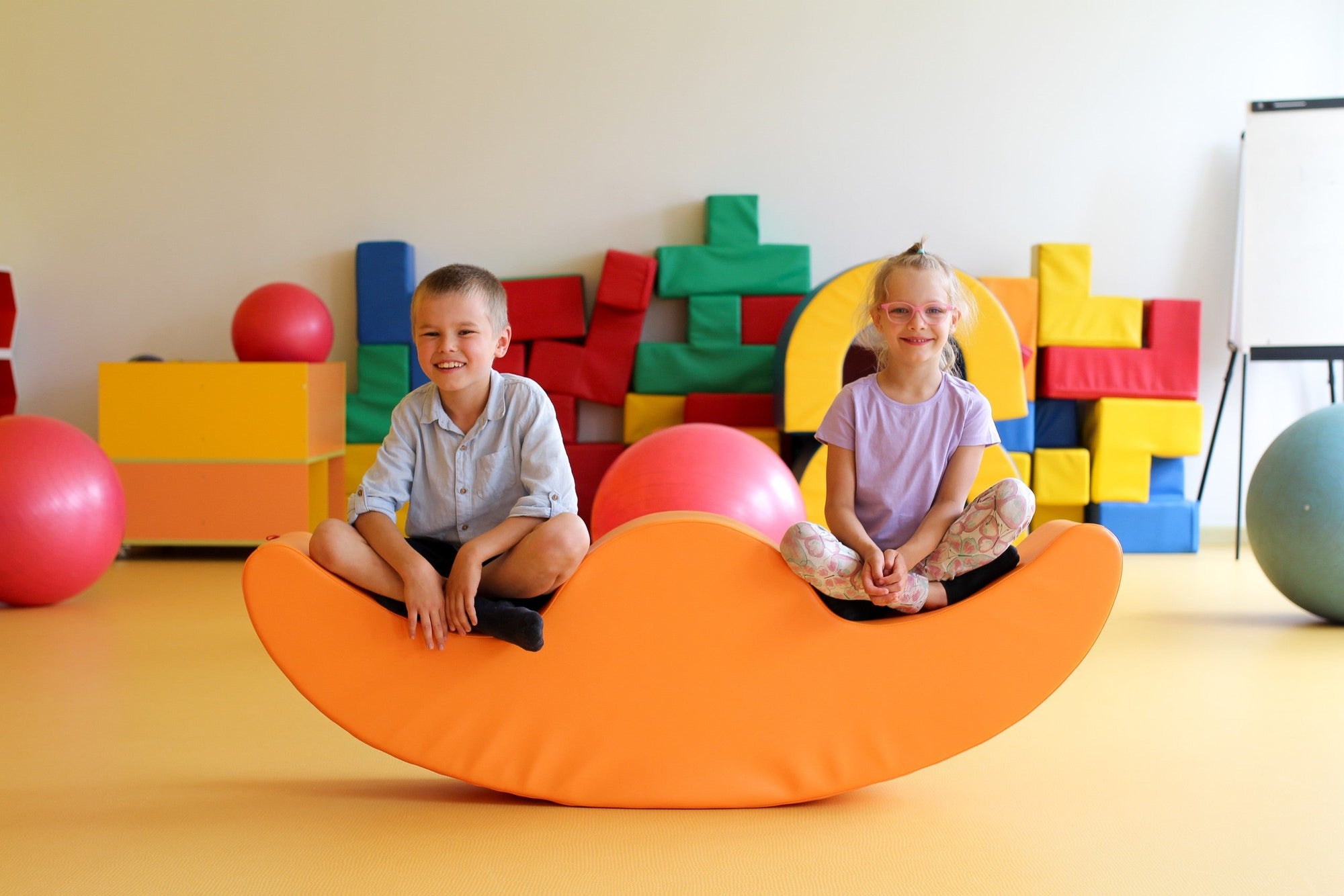 Vibrant Orange Soft Play Double Rocker