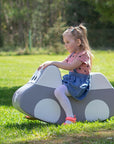 Soft Plush Grey Kids Ride On Car Toy