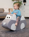Soft Plush Grey Kids Ride On Car Toy