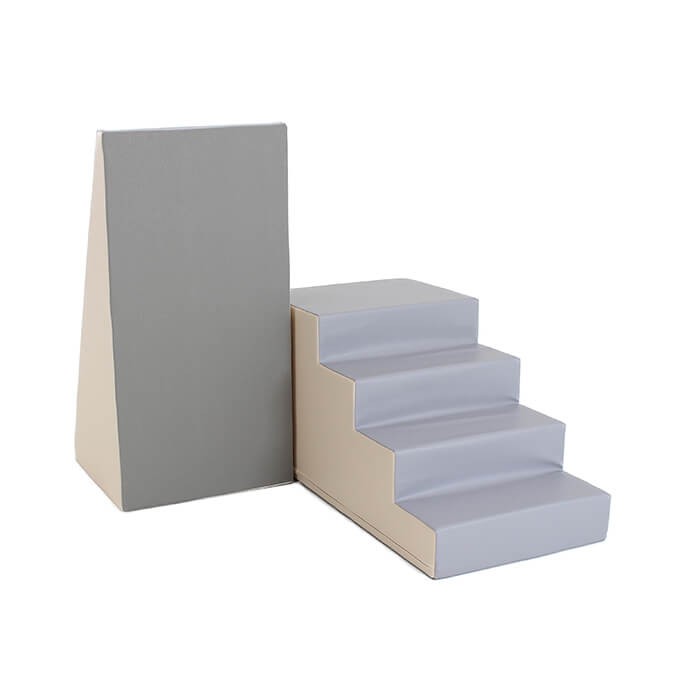 Soft Play Step and Slide Set in Beige and Grey