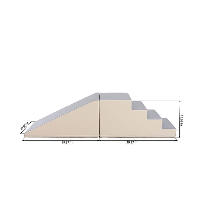Soft Play Step and Slide Set in Beige and Grey