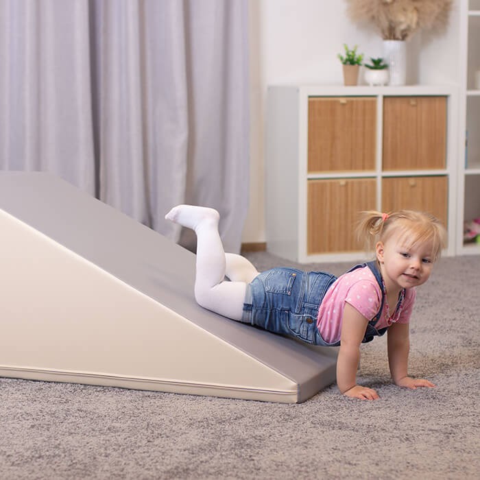 Soft Play Step and Slide Set in Beige and Grey