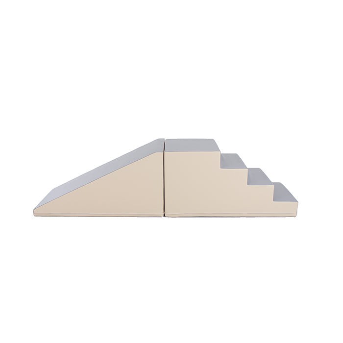 Soft Play Step and Slide Set in Beige and Grey