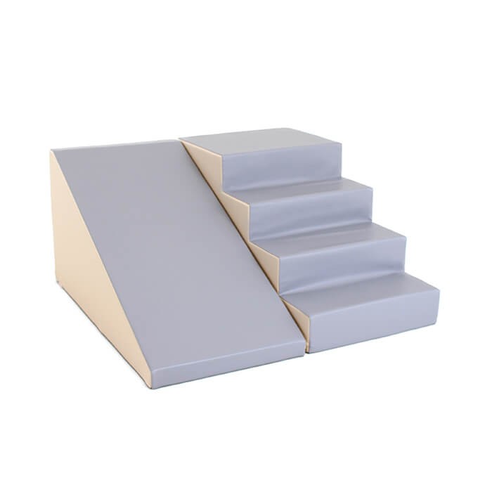 Soft Play Step and Slide Set in Beige and Grey