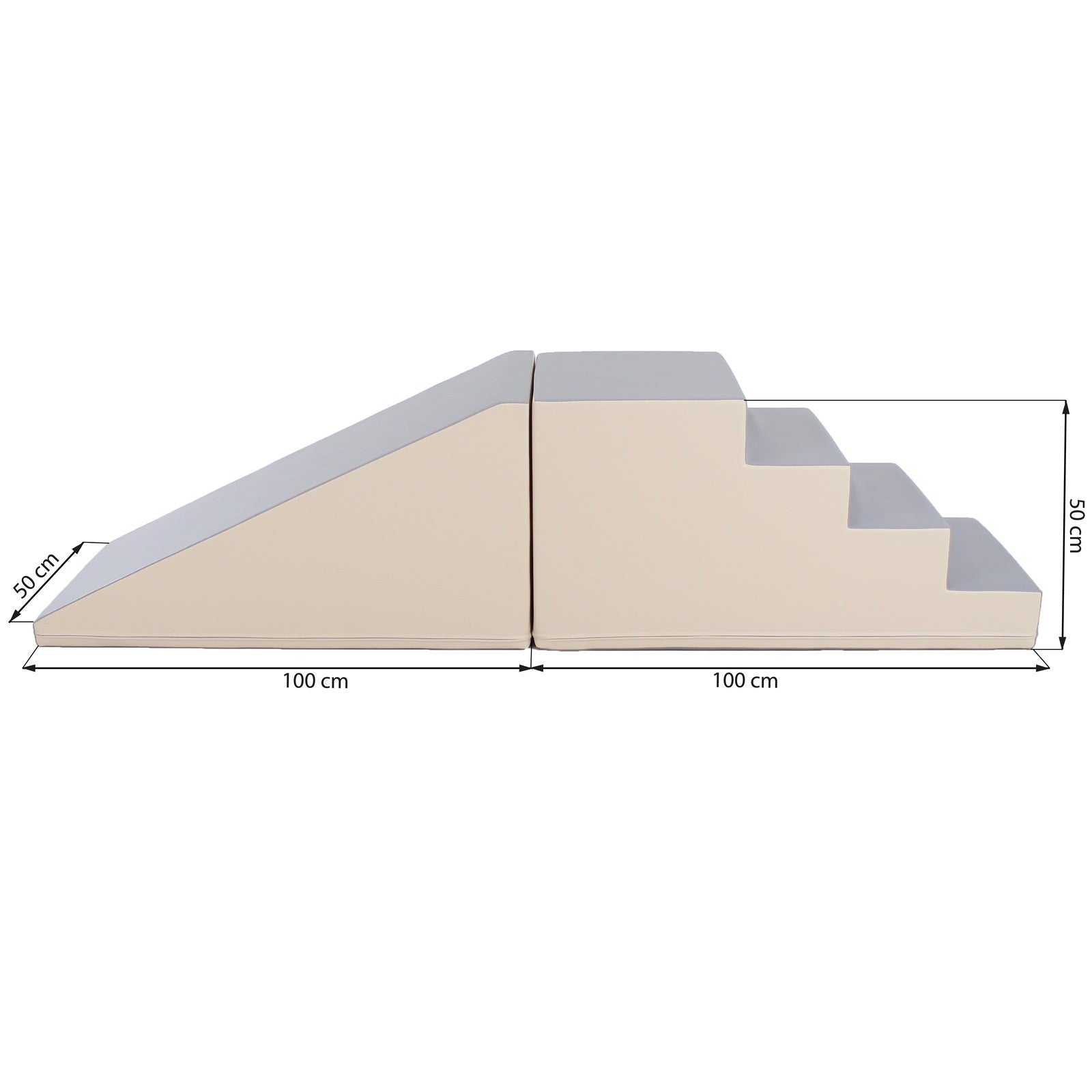 Soft Play Step and Slide Set in Beige and Grey