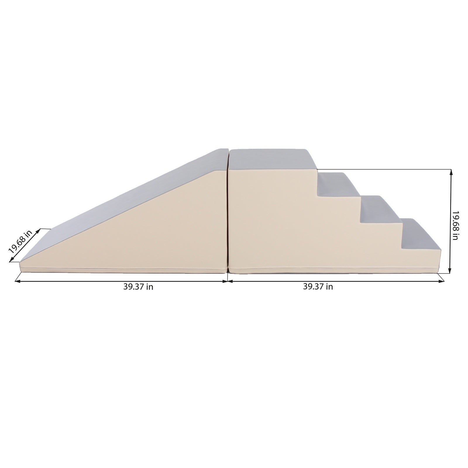Soft Play Step and Slide Set in Beige and Grey