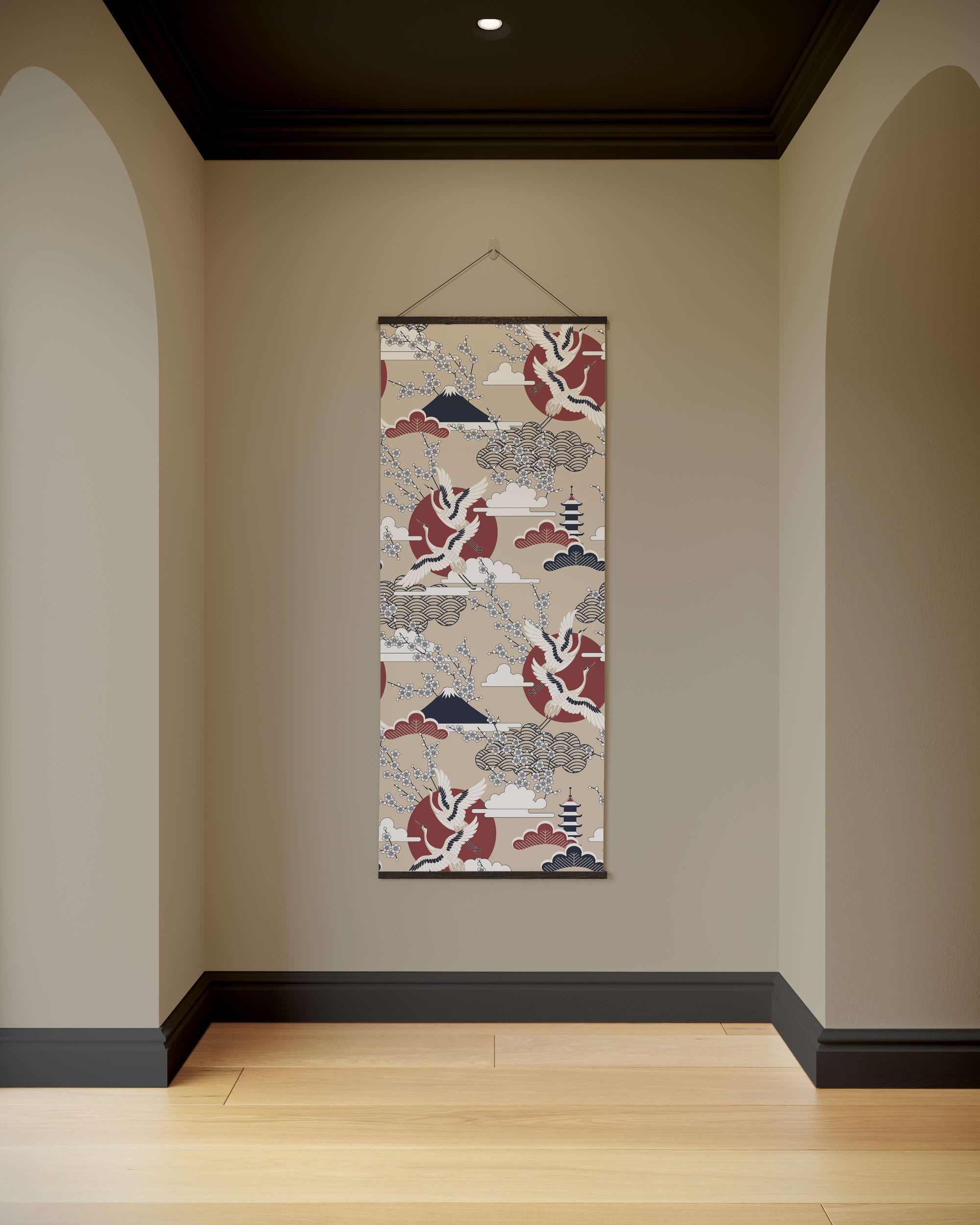 Crane and Cherry Blossom Tapestry