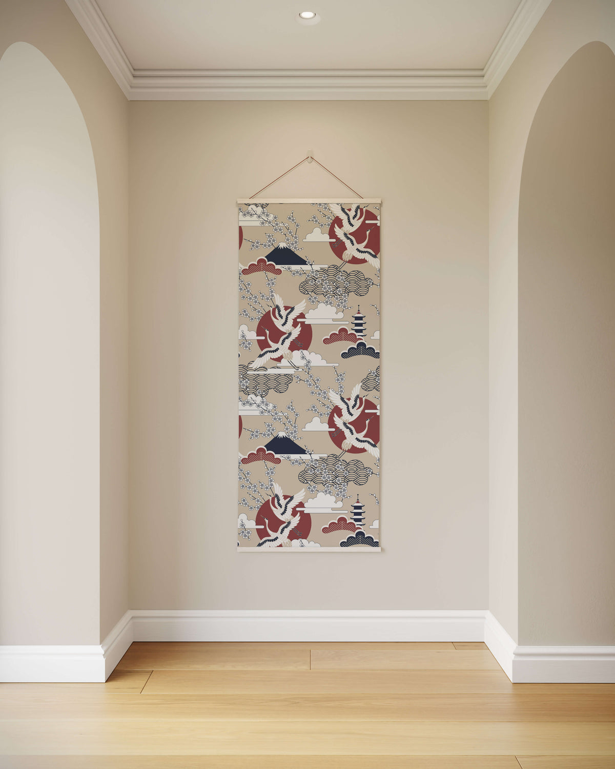 Crane and Cherry Blossom Tapestry
