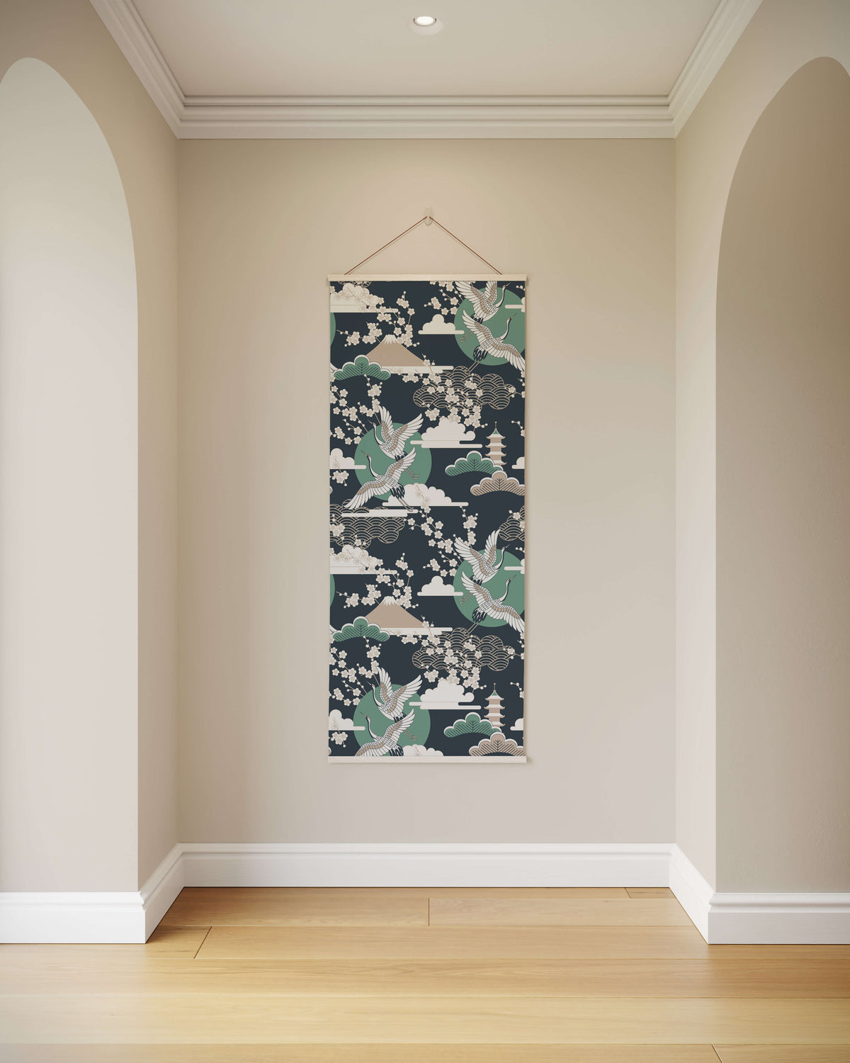 Crane and Cherry Blossom Tapestry