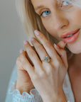 Gold or Silver Green Quartz Ring - Luna