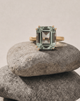 Gold or Silver Green Quartz Ring - Luna