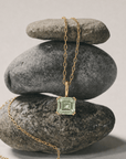 Large Gold Green Quartz Necklace - Giselle