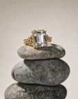Gold or Silver Statement Green Quartz Ring - Giselle