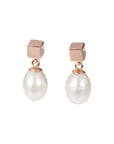 Solid Pearl Drop Earrings - Rose Gold and Silver