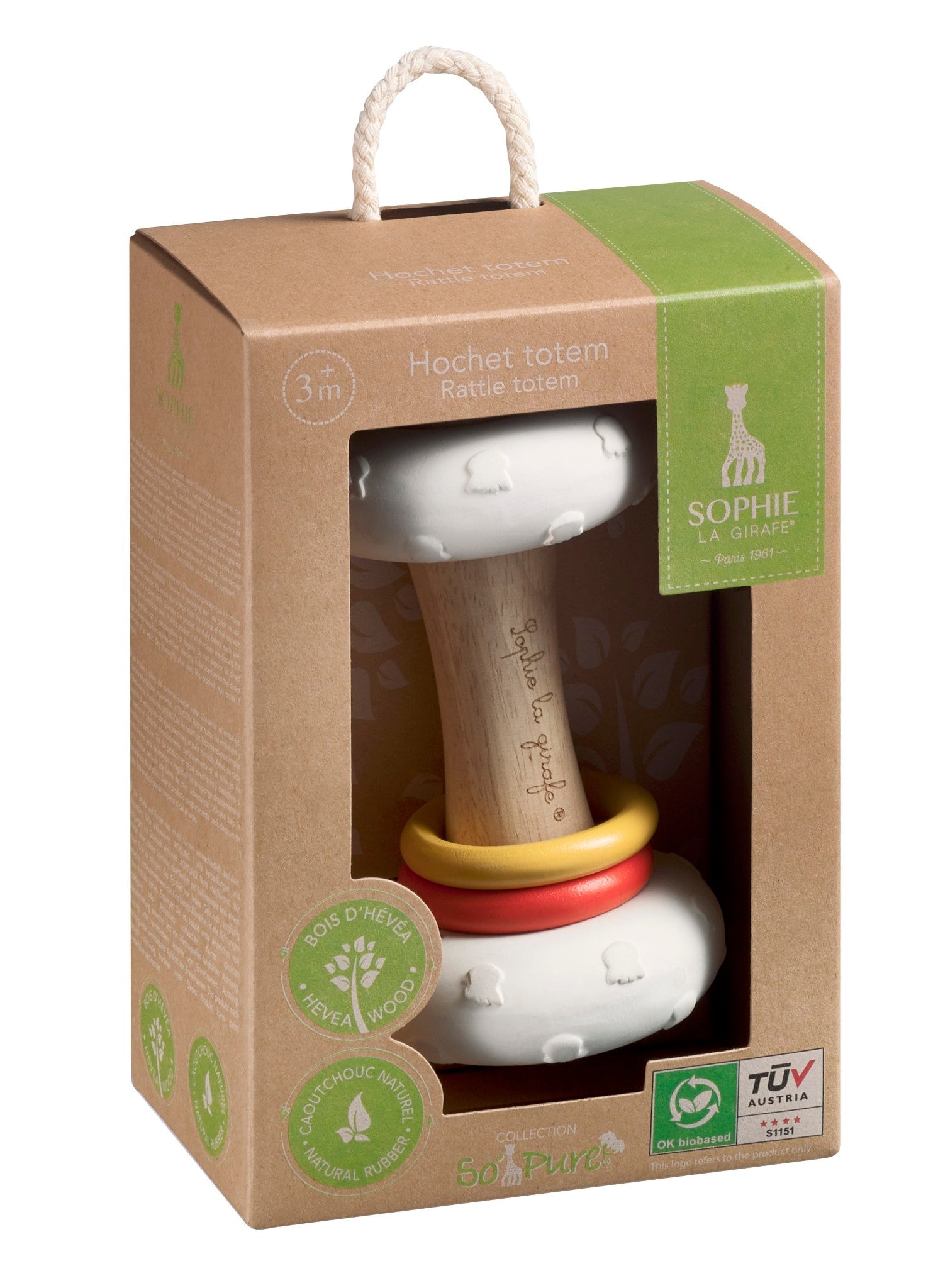 Natural Rubber and Wood Rattle Totem Sensory Toy