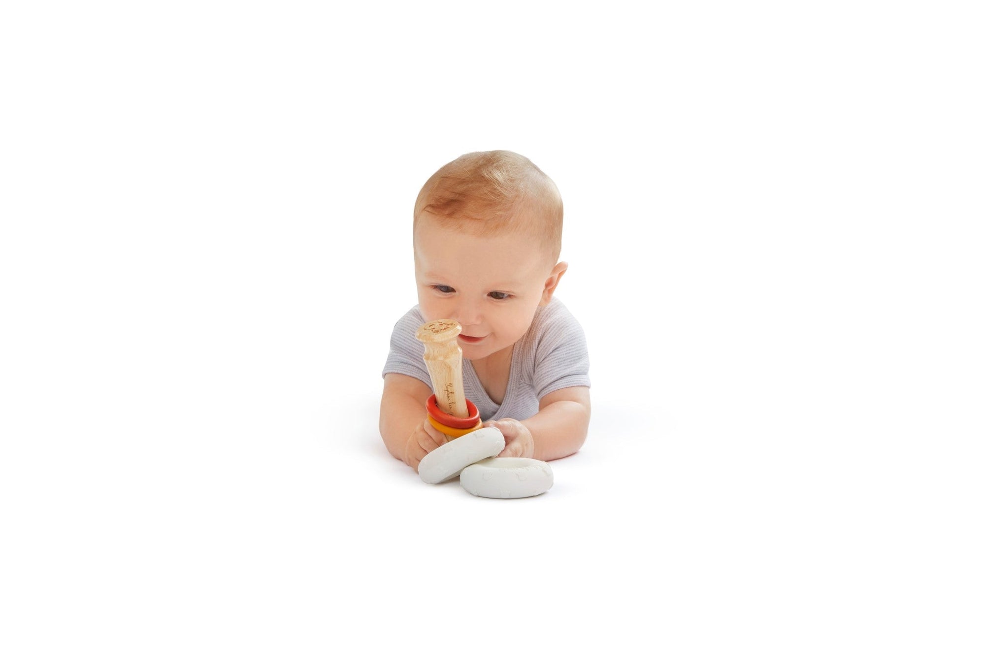 Natural Rubber and Wood Rattle Totem Sensory Toy