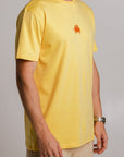 Unisex Yellow Cotton T Shirt with Embroidered Crab