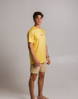 Unisex Yellow Cotton T Shirt with Embroidered Crab