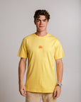 Unisex Yellow Cotton T Shirt with Embroidered Crab