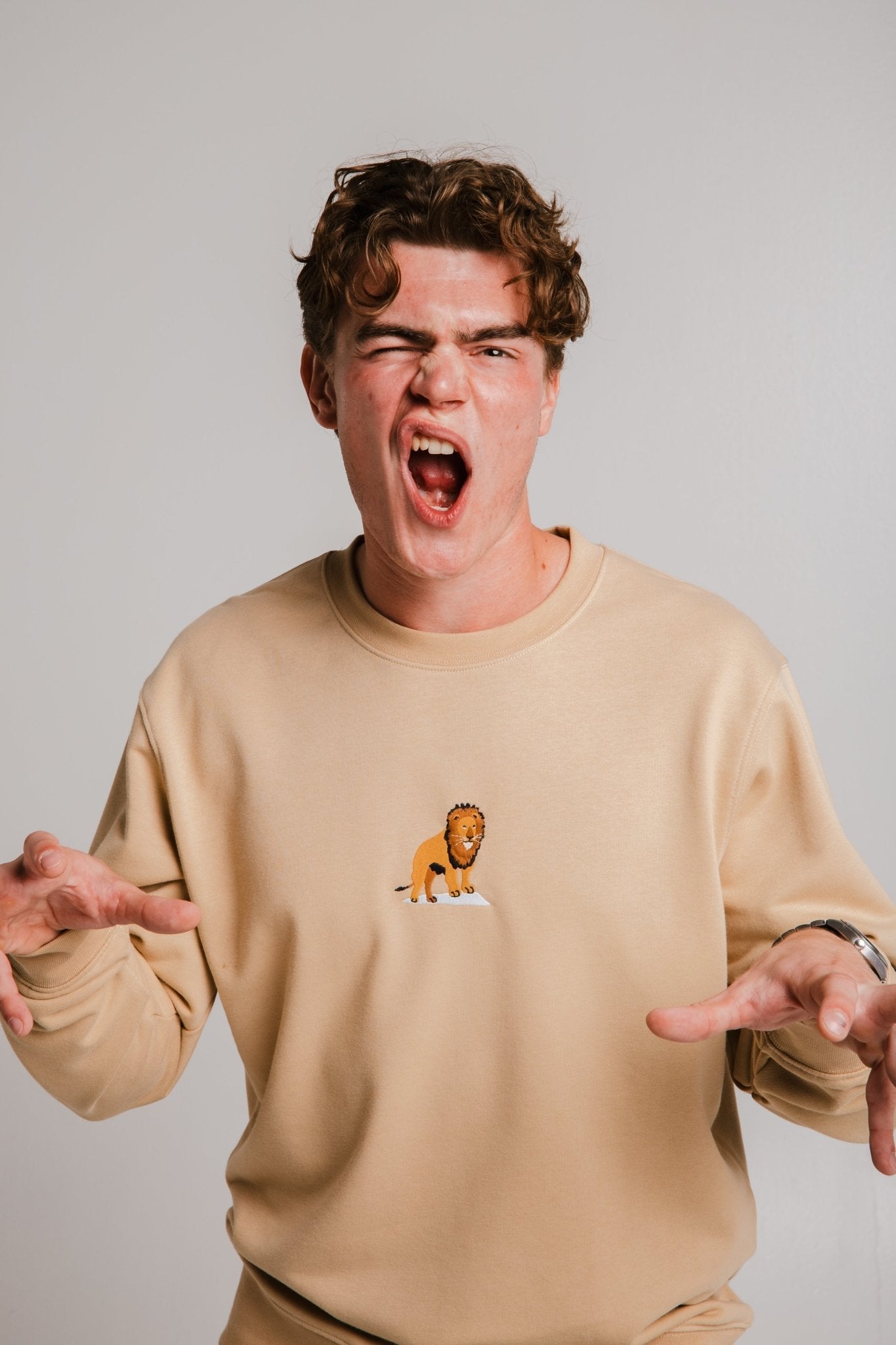 Unisex Light Brown Lion Fleece Sweatshirt