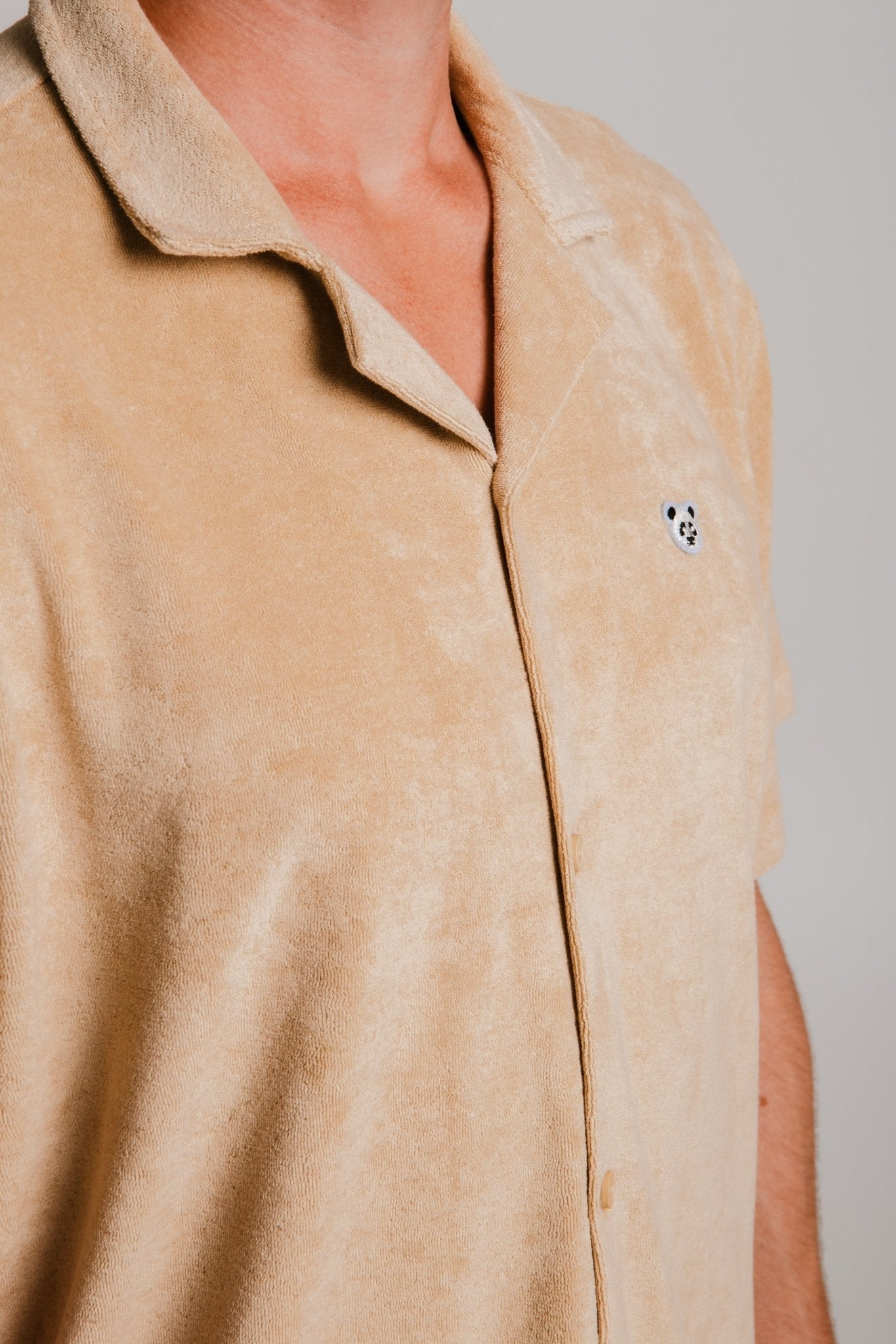 Unisex Panda Terry Shirt in Light Brown