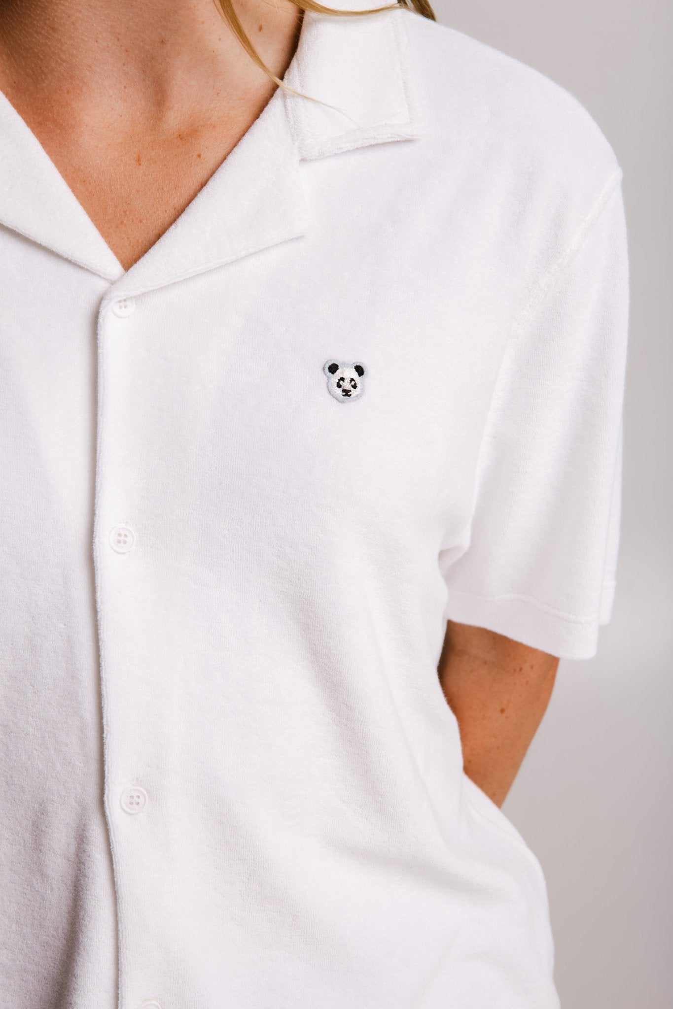 Unisex White Panda Terry Shirt