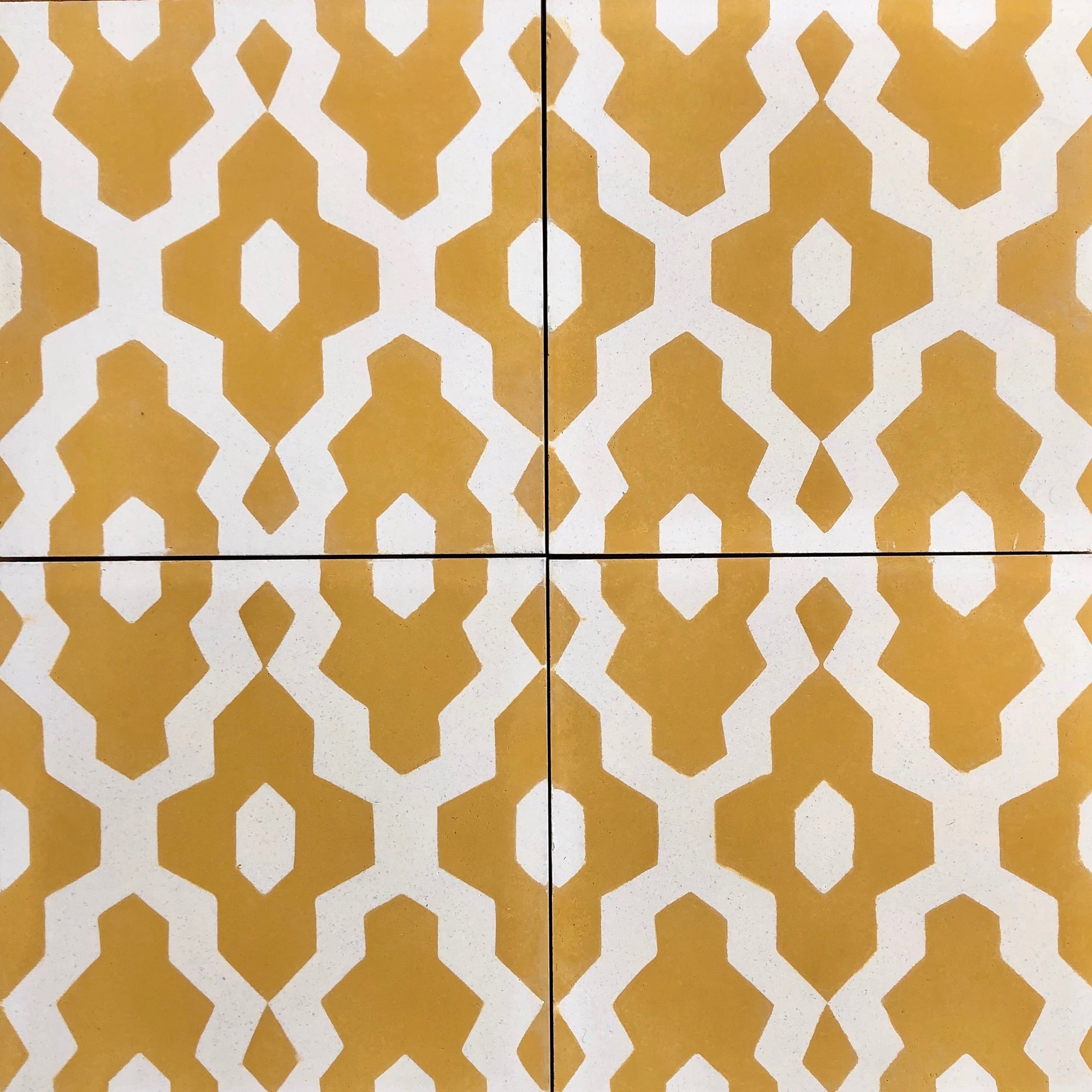 Luxury Moroccan cement tiles, blue yellow cream pattern, premium handcrafted SOUK floor and wall tiles, trending exotic design by Maria Starling Design at brixbailey.com