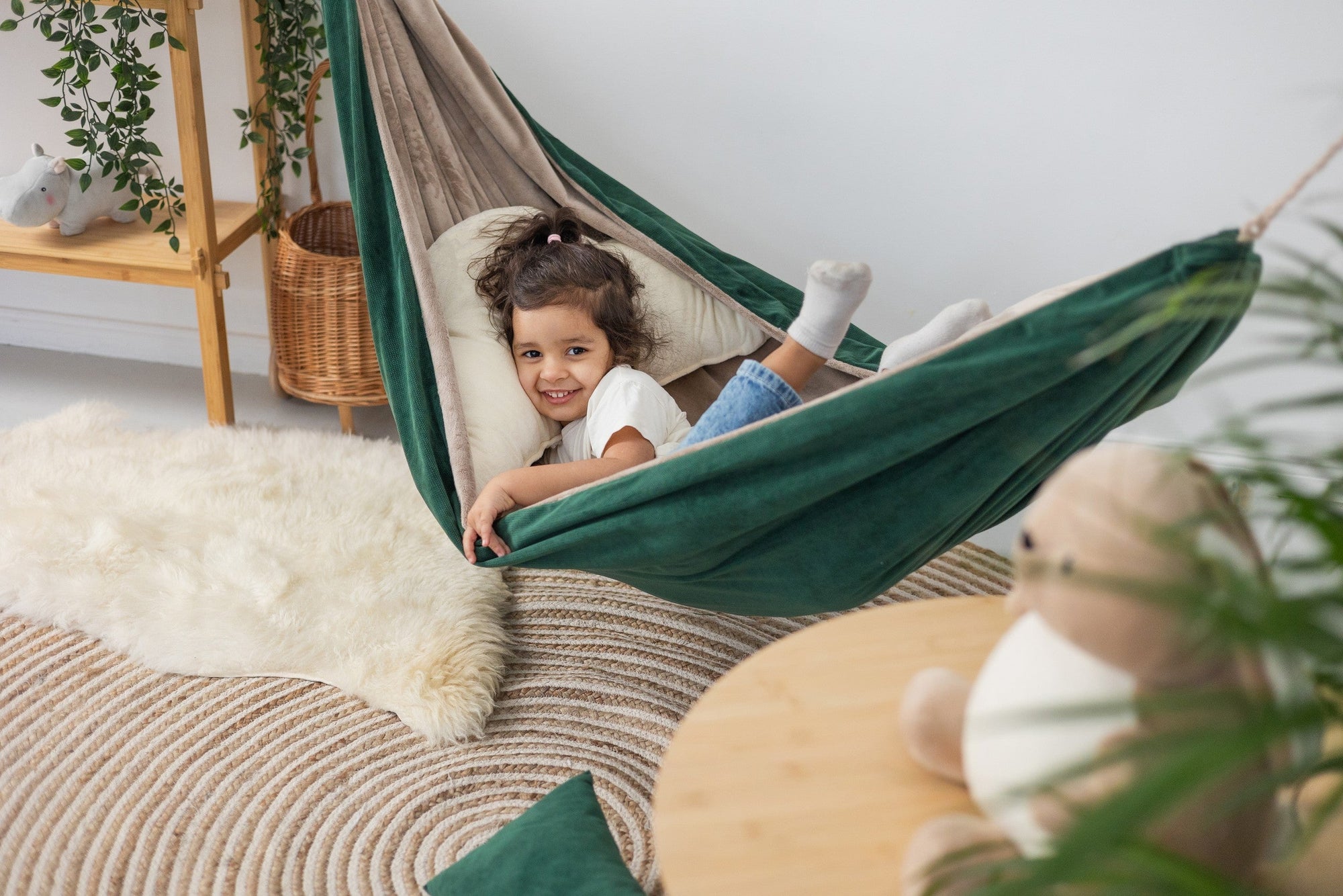 Forest Snuggle Hammock - Cozy, Safe & Stylish Indoor/Outdoor Kids' Retreat by Sówka at www.brixbailey.com