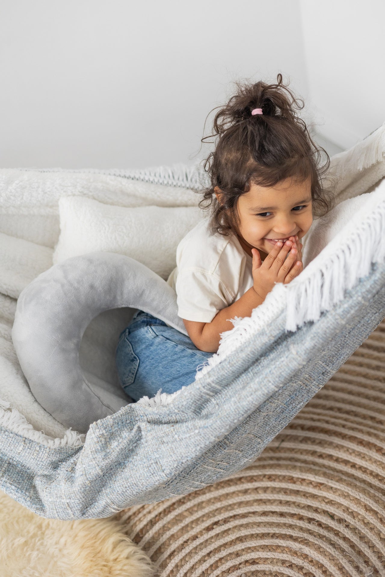 The Little Haven Hammock - Checkered Boucle Knit for Kids: Comfortable, Safe &amp; Handmade by Sówka at www.brixbailey.com