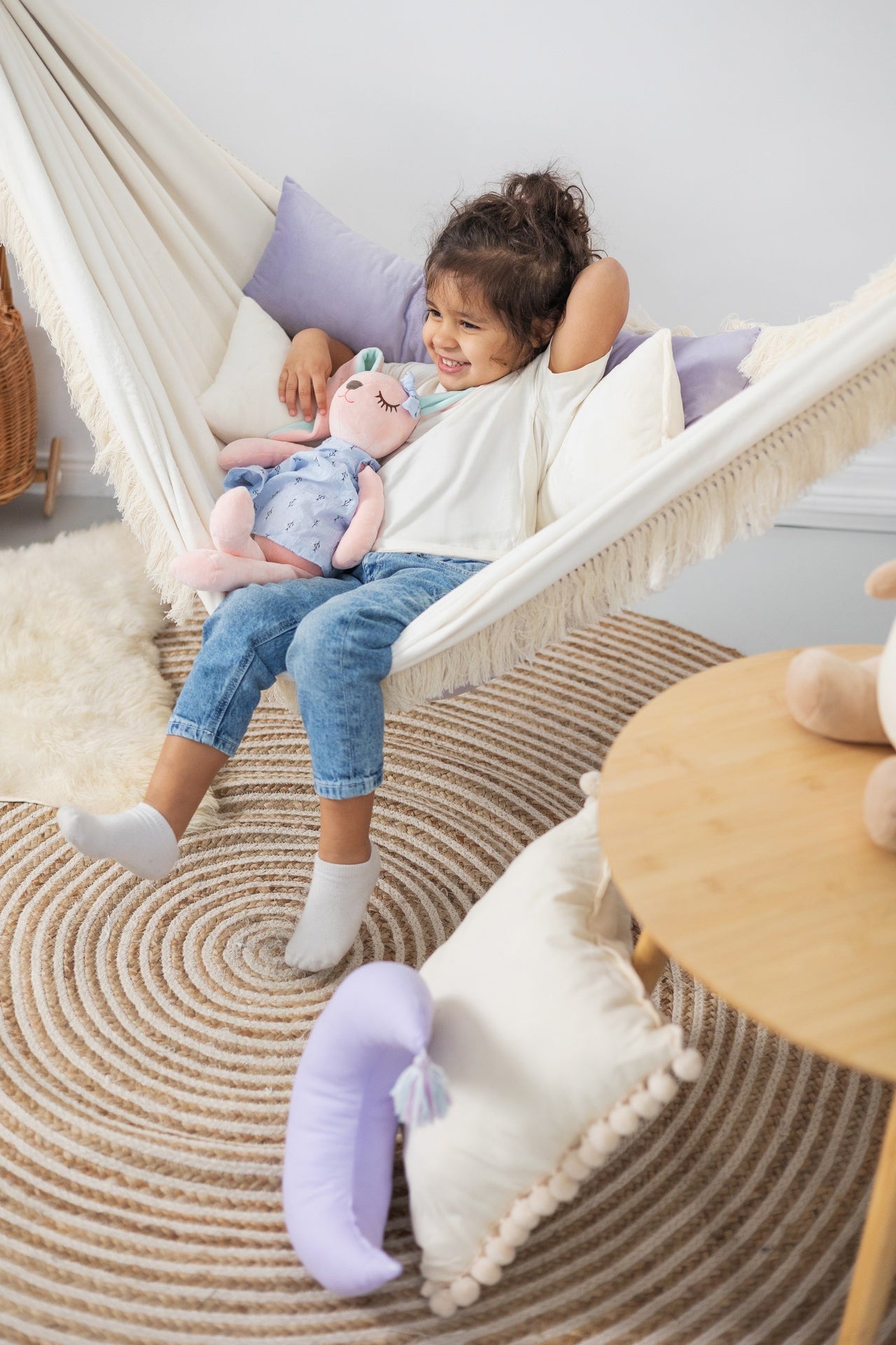 Moonlight Dream Hammock: Experience Magical Comfort with Soft Lilac Design - Handmade &amp; Safe for All Ages by Sówka at www.brixbailey.com