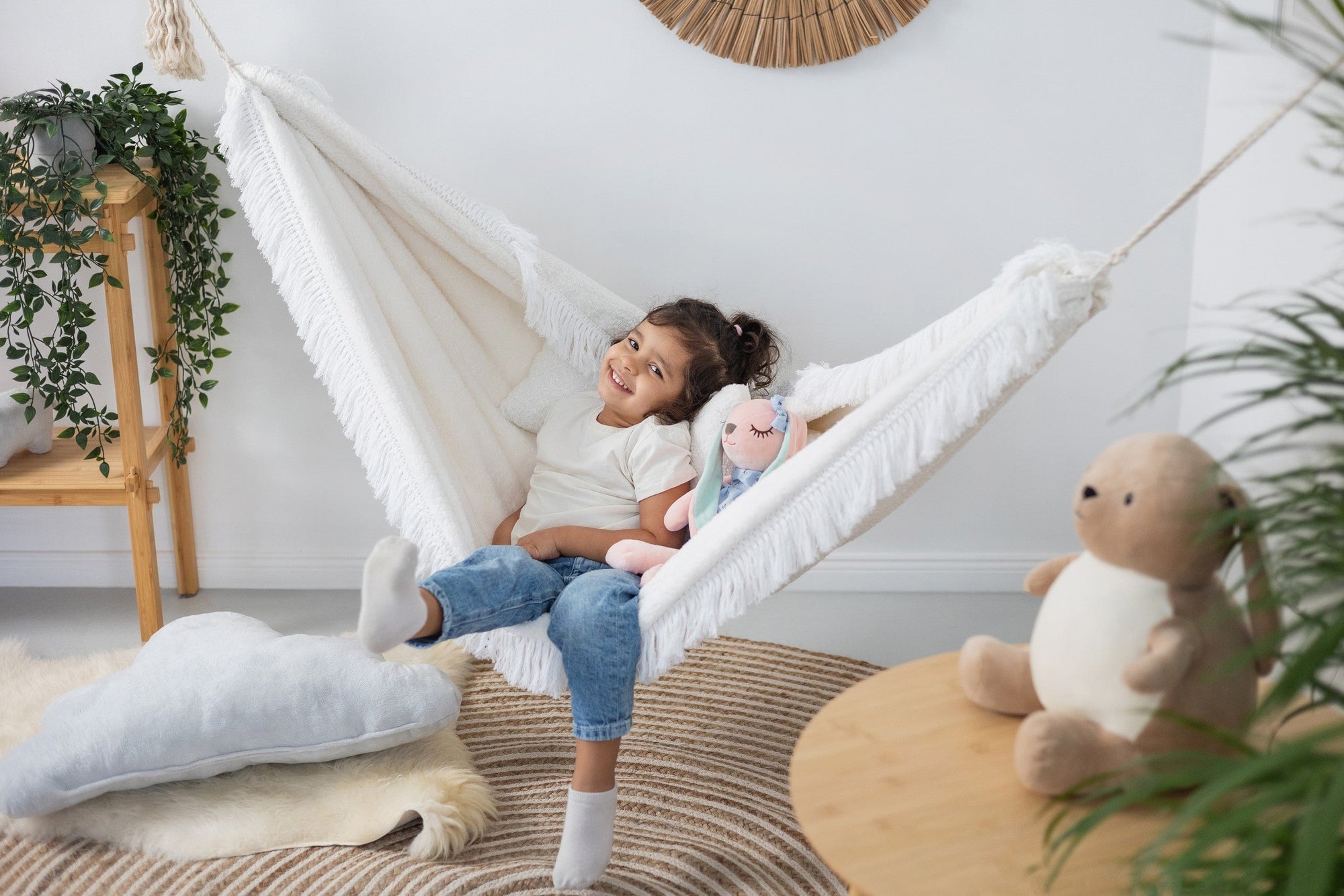 The Polar Hug Hammock - Soft, Fluffy & Safe Kids Hanging Chair - Handmade in Poland by Sówka at www.brixbailey.com