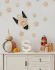 Wooden Wall Decoration - Moon, Saturn, Rocket & 10 Stars