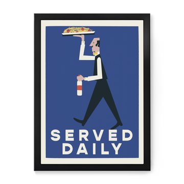 Premium Served Daily Pasta Lovers Retro Kitchen Art Print, Luxury Framed or Unframed, Vibrant UK-Made Poster, A5 to A0 Sizes by Little Egret Design at brixbailey.com