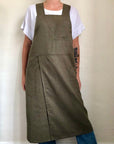 Split Leg Linen Smock Apron with Cross Back-6