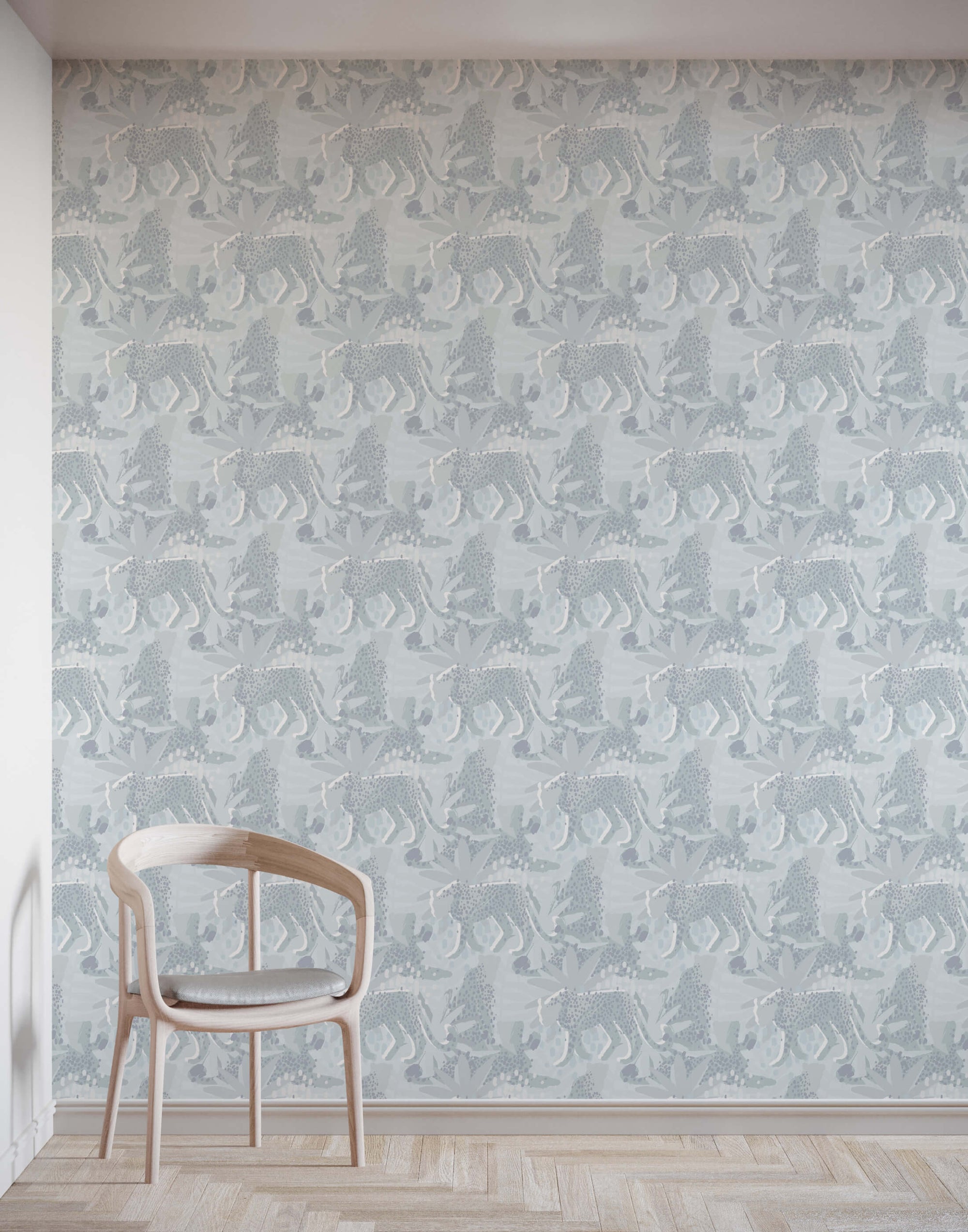 Spot Tropical Wallpaper with Leopards and Leaves