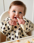 Long Sleeved Baby Bib - Spotty print