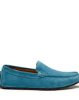 Tyre Sole Driving Loafers, petrol blue suede