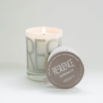 Luxury Serenity Candle, Handcrafted Soy Wax with Cool Lake Water, Shade Trees, Moss-Covered Stones Scent, Premium Resilience Glass Vessel by Labyrinth Made Goods at brixbailey.com