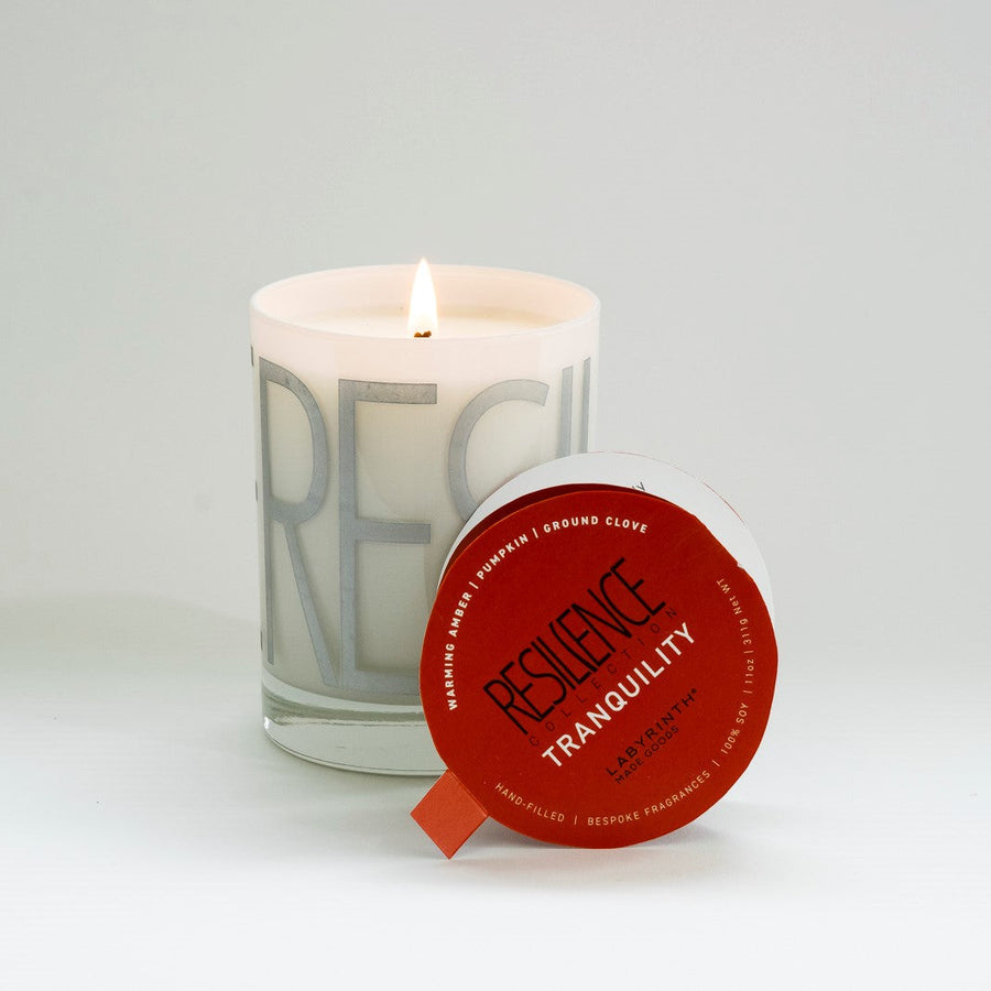 Premium Tranquility Soy Candle with Warming Amber, Pumpkin, and Ground Clove, Handcrafted in Illinois, 60-Hour Burn Time by Labyrinth Made Goods at brixbailey.com