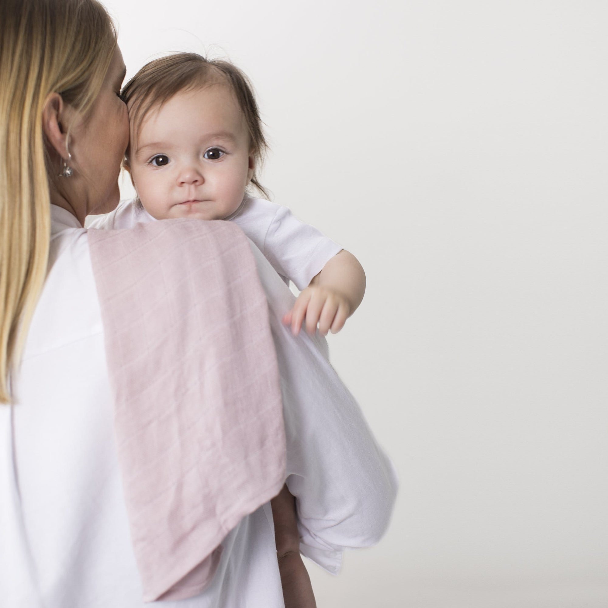 Bamboo Muslin Squares Pink White