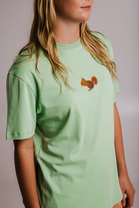 Unisex Light Green Squirrel Cotton T Shirt
