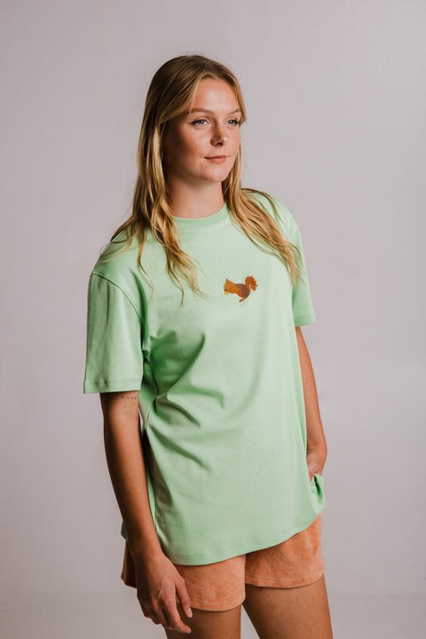 Unisex Light Green Squirrel Cotton T Shirt