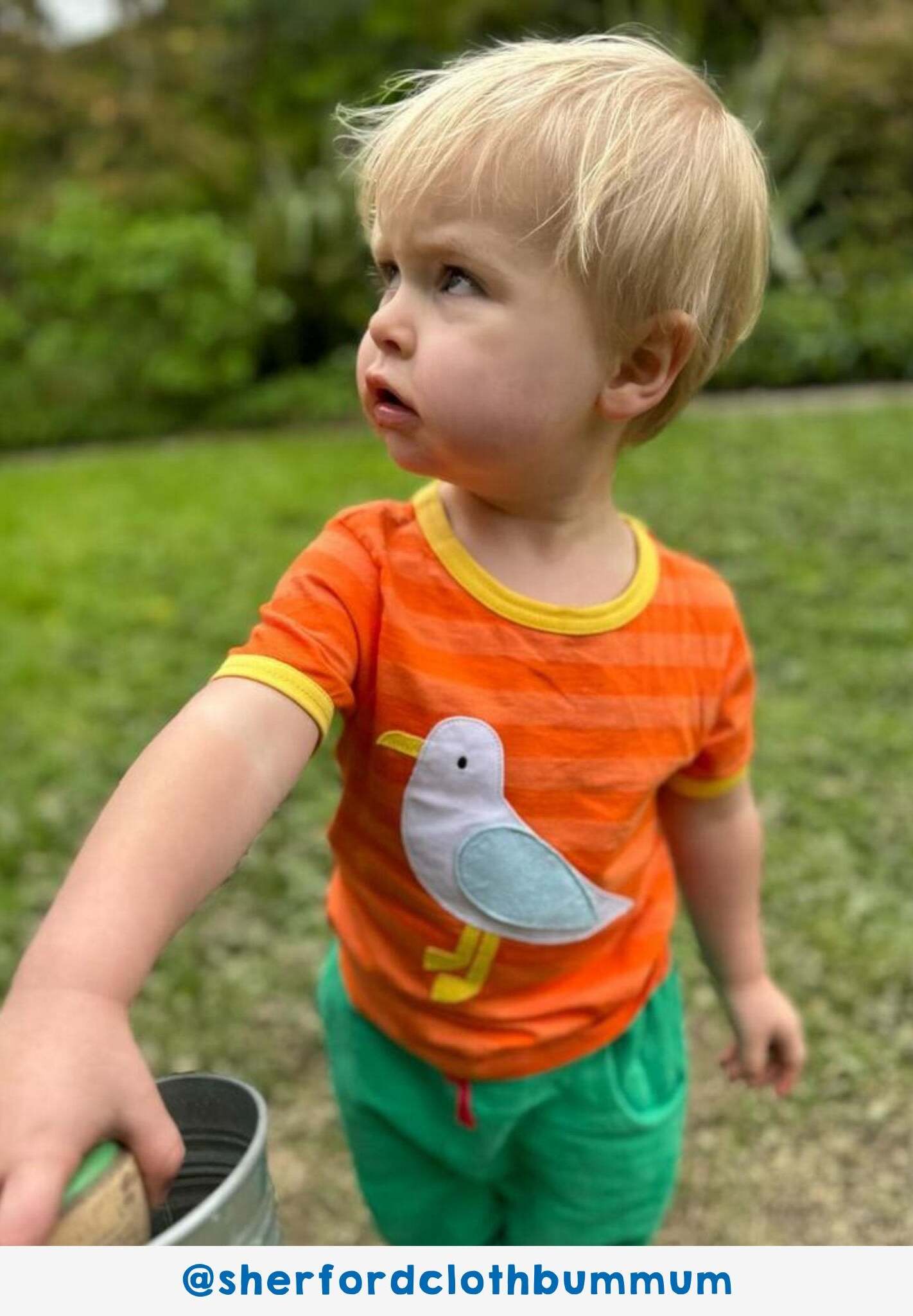 Premium Striped Organic Cotton T-Shirt with Seagull Applique and Hidden Chip Pocket for Babies and Toddlers by Toby Tiger at brixbailey.com