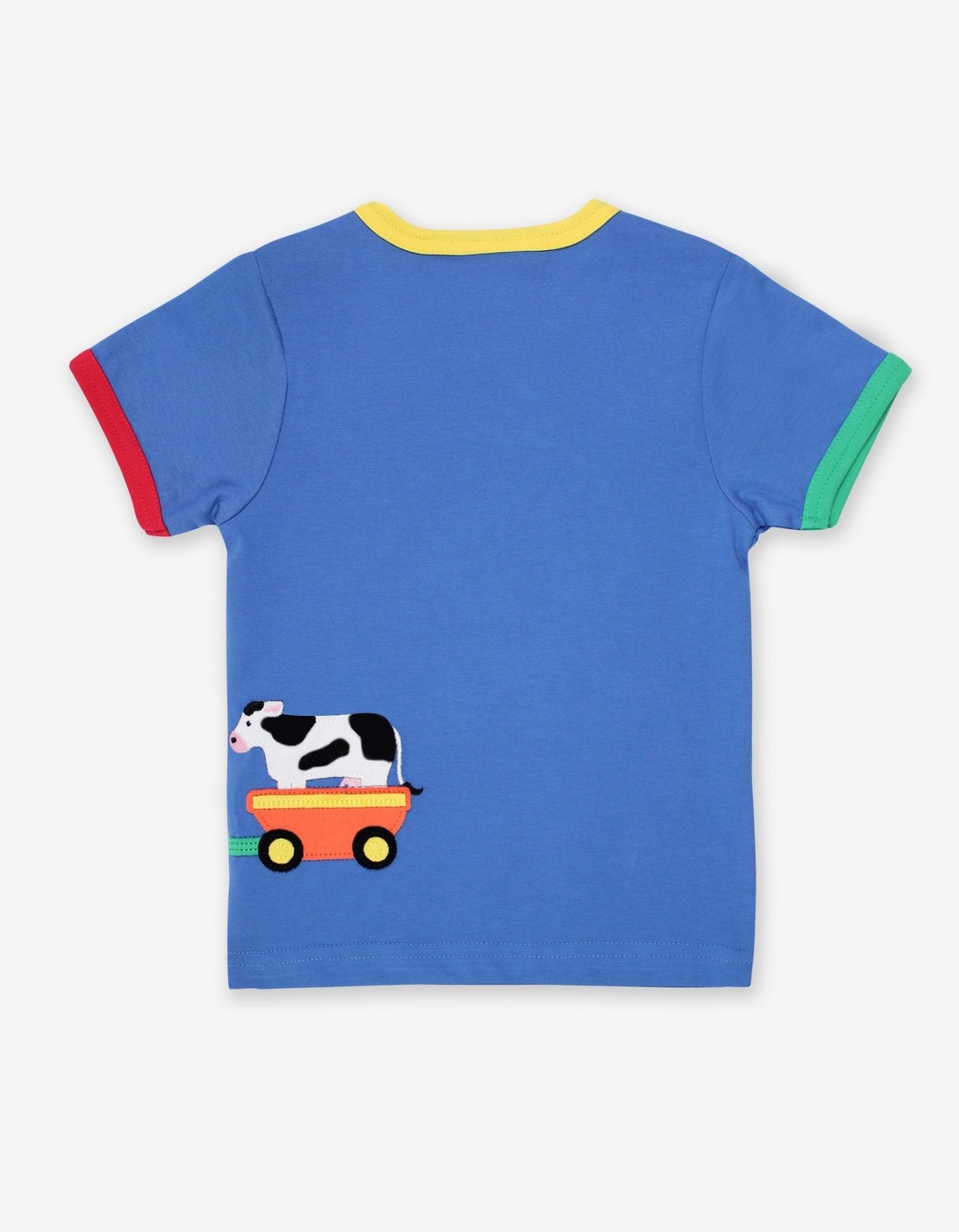 Organic cotton baby t-shirt with train applique, soft premium material, snap buttons for easy dressing, GOTS certified, eco-friendly dyes by Toby Tiger at brixbailey.com